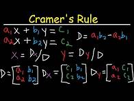 Video thumbnail for Cramer's Rule - 2x2 & 3x3 Matrices - Solving Systems of Linear Equations - 2 & 3 Variables