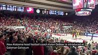 Video thumbnail for New Alabama head football coach Kalen DeBoer is introduced at Coleman Coliseum