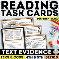 Video thumbnail for Citing Text Evidence Task Cards Finding Text Evidence Worksheets 4th 5th Grade