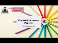 Video thumbnail for Exam Overview Literature Paper 1: CIE IGCSE 0475/0992