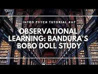 Video thumbnail for Observational Learning: Bandura's Bobo Doll Study (Intro Psych Tutorial #67)