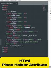 Video thumbnail for 🤖HTML & CSS Tutorials For Beginners & Pro| How To Use #placeholder Attribute In HTML| #GOO