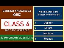 Video thumbnail for Class 4 General Knowledge Quiz | 50 Important Questions | Age 7 to 9 Years Old | GK Quiz | Grade 4
