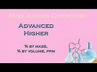 Video thumbnail for Advanced Higher: Percentage solution, Percentage by volume, parts per million