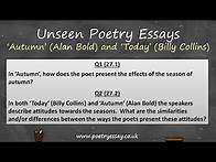 Video thumbnail for GCSE Grade 9 Unseen Poetry Essays – ‘Autumn’ by Alan Bold & ‘Today’ by Billy Collins (AQA 2017)
