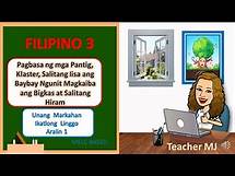 Video thumbnail for FILIPINO 3 Q1 W3 A 1 Pagbasa ng mga Pantig, Klaster, Salitang Iisa ang Baybay at Salitang Hiram