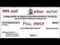 Video thumbnail for O'level Mathematics Zimsec NOVEMBER 2018 PAPER 2 FULL PAPER @mathszoneafricanmotives