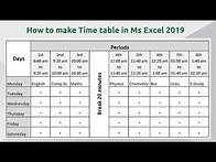 Video thumbnail for How to make time table in Microsoft Excel 2019 || School Time table in Excel Sheet Download