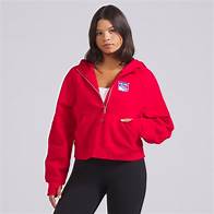 Video thumbnail for Women's New York Rangers lululemon True Red Scuba Oversized Half-Zip Hoodie