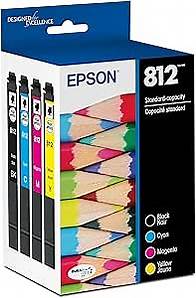 Video thumbnail for EPSON 812 DURABrite Ultra Ink Standard Capacity Black & Color Cartridge Combo Pack (T812120-BCS) Works with WorkForce Pro WF-7310, WF-7820, WF-7840, WorkForce EC-C7000