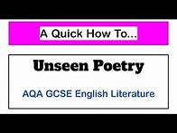 Video thumbnail for How To Answer...Unseen Poetry (AQA Lit. Paper 2)