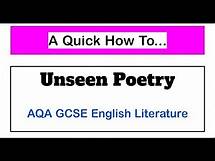 Video thumbnail for How To Answer...Unseen Poetry (AQA Lit. Paper 2)