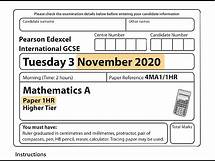 Video thumbnail for IGCSE Mathematics November 2020 - 4MA1/1HR