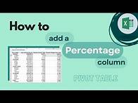 Video thumbnail for Excel Pivot Table: How To Add a Percentage Column