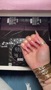 Video thumbnail for Milky Pink Long Almond Gel X Nails Tutorial