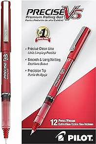 Video thumbnail for Pilot, Precise V5, Capped Liquid Ink Rolling Ball Pens, Extra Fine Point 0.5 mm, Red, Pack of 12