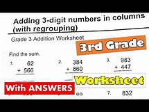Video thumbnail for 3rd Grade Math - Adding 3 digit Numbers Regrouping Worksheet With Answers | For Classroom