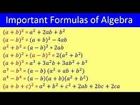 Video thumbnail for Basic Algebra Formulas | List of Algebra Formula | Algebra Formulas | Important Formulas of Algebra