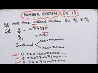 Video thumbnail for Write three different irrational numbers between 5/7 and 9 /11 I