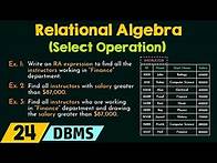 Video thumbnail for Relational Algebra (Select Operation)