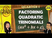 Video thumbnail for FACTORING QUADRATIC TRINOMIALS || GRADE 8 MATHEMATICS Q1