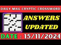 Video thumbnail for Today's Daily Mail Cryptic Crossword Answers November 15 2024 SOLVED
