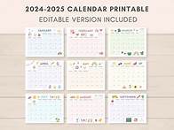 Video thumbnail for 2024-2025 Calendar Printable, Printable Calendar, Editable Calendar, 2024 Calendar, 2025 Calendar, 2024 2025 Planner, Monthly Calendar, PDF - Etsy