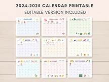 Video thumbnail for 2024-2025 Calendar Printable, Printable Calendar, Editable Calendar, 2024 Calendar, 2025 Calendar, 2024 2025 Planner, Monthly Calendar, PDF - Etsy