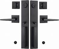 Video thumbnail for TMC Iron Black Front Double Door Handleset(Keyed&Dummy Set, Matte Black)