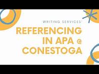 Video thumbnail for Referencing in APA @ Conestoga