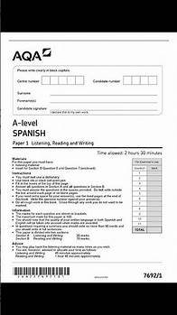 Video thumbnail for AQA A LEVEL SPANISH 76921 Paper 1 Listening, Reading and Writing Question Paper + Mark scheme