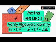 Video thumbnail for Verify Algebraic Identity a-b^2 || Class 8, 9, 10 Maths Activity, Project, TLM