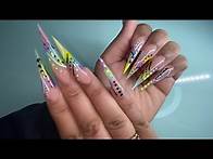 Video thumbnail for Watch Me Do My Nails | Extra Long stiletto 90’s Acrylic Nails Full Set