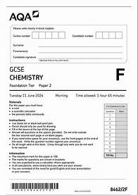 Video thumbnail for Official summer 2024 AQA GCSE CHEMISTRY 8462 2F Paper 2 Foundation Tier Merged Question Paper + Mark