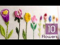 Video thumbnail for HAND EMBROIDERY FOR BEGINNERS: 10 Types of Flowers
