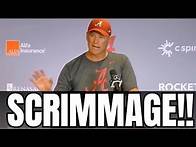 Video thumbnail for Kalen DeBoer Press Conference after Alabama's first scrimmage | Jalen Milroe shines