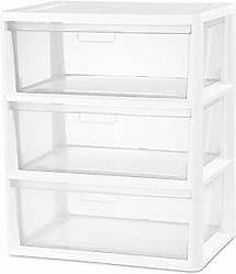 Video thumbnail for Sterilite Wide 3 Drawer Storage Tower, Plastic Bin Drawers with Handles Organize Clothes in Closet, Easy Assembly, White with Clear Drawers, 1-Pack