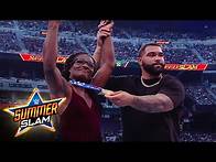 Video thumbnail for Gold medalists Gable Steveson and Tamyra Mensah-Stock recognized at SummerSlam: SummerSlam 2021