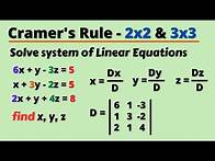 Video thumbnail for Cramer's rule | System of Linear Equations | Determinants | Solution of linear equation |