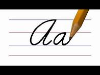 Video thumbnail for letter A, cursive handwriting practice