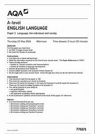 Video thumbnail for OFFICIAL JUNE 2024 AQA A LEVEL ENGLISH LANGUAGE 77021 PAPER 1 LANGUAGE THE INDIVIDUAL AND SOCIETY ME