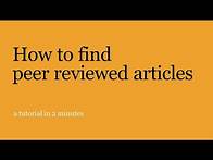 Video thumbnail for How to find peer reviewed articles (new version)