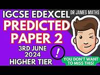 Video thumbnail for IGCSE Maths Predicted Paper 2 | 3rd of June 2024 | Edexcel | Higher | Exam Walkthrough