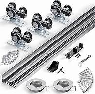 Video thumbnail for SMARTSTANDARD 72"/6FT Bypass Sliding Door Hardware Kit for Cabinet Closet, Aluminum Alloy Door Hardware with Finger Pull, for 2 Door System, Smoothly and Quietly, Fit 36.5" Wide Door Panel, No Door