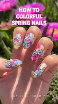 Video thumbnail for Colorful Flower Nails with Blooming Gel and Isolated Chrome 🌈 Perfect Spring Mani! #nailart #nails