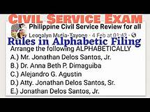 Video thumbnail for Rules in ALPHABETIC FILING | Subprof Civil Service Exam