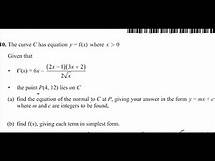 Video thumbnail for Pure Math P1 May/June 2024 [Q10] Edexcel IAL WMA 11/01| Equation of a normal, integration, Gradients