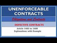 Video thumbnail for Audio Lecture. Unenforceable Contracts.Art. 1403-1408. Defective Contracts. Obligations & Contracts.