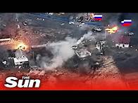 Video thumbnail for Ukrainian tank single handedly destroys massive Russian convoy east of Kyiv