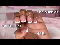 Video thumbnail for French tip press on nails tutorial - easy , fast , no bubbles